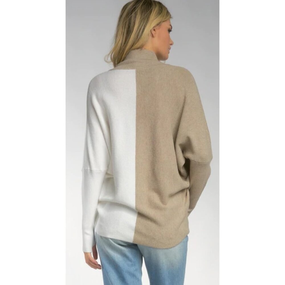 Nwt Elan Khaki Cross Front Color Block Sweater Si… - image 2